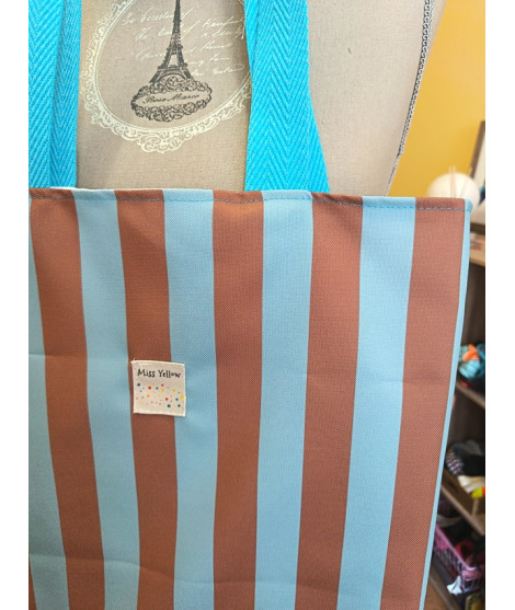 Tote Bag Marrón/Azul (Impermeable)