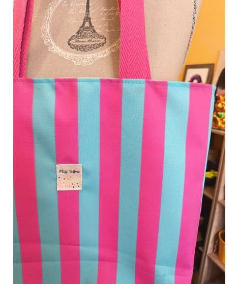 Tote Bag Fucsia/Turquesa (Impermeable)